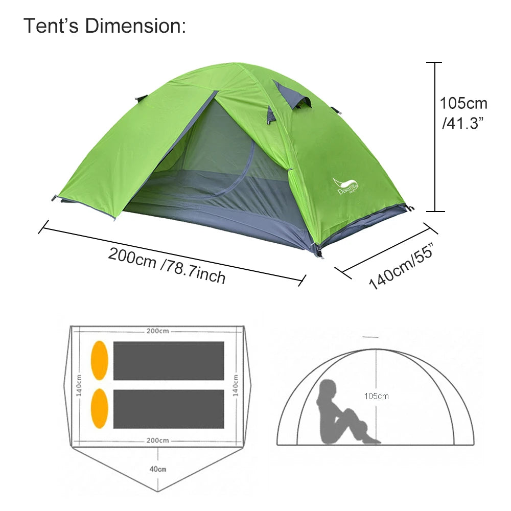 2 Person Lightweight Backpacking Tent - Four-Season Camping