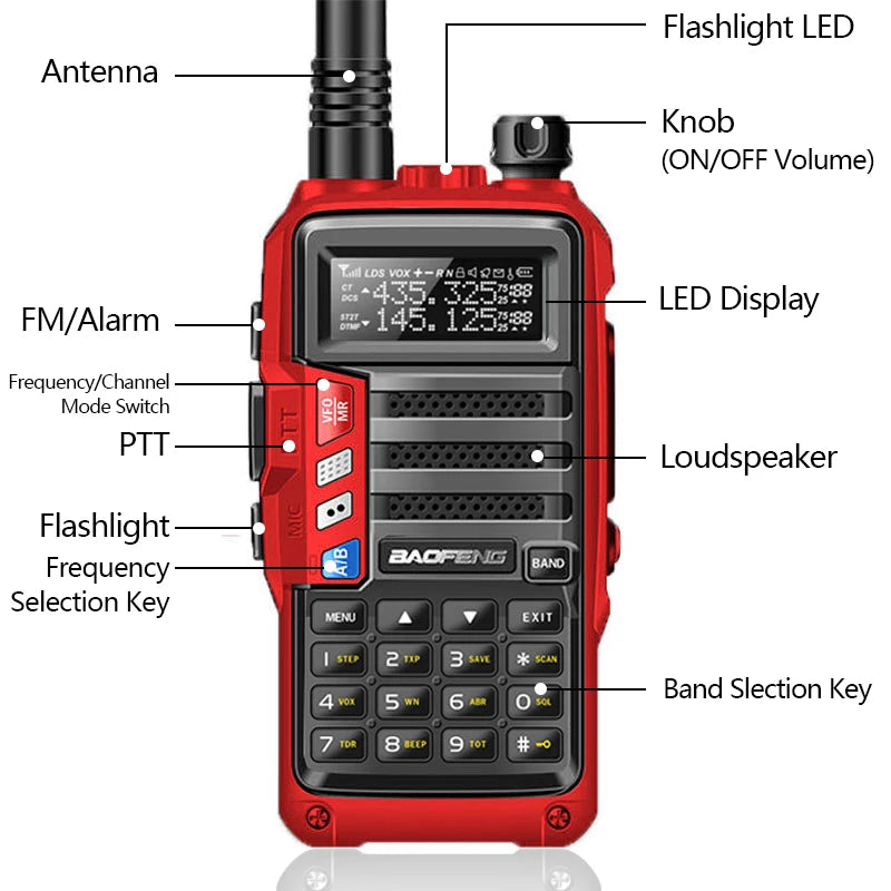 15W UV-5R Plus UHF/VHF Tri-Power Walkie Talkie