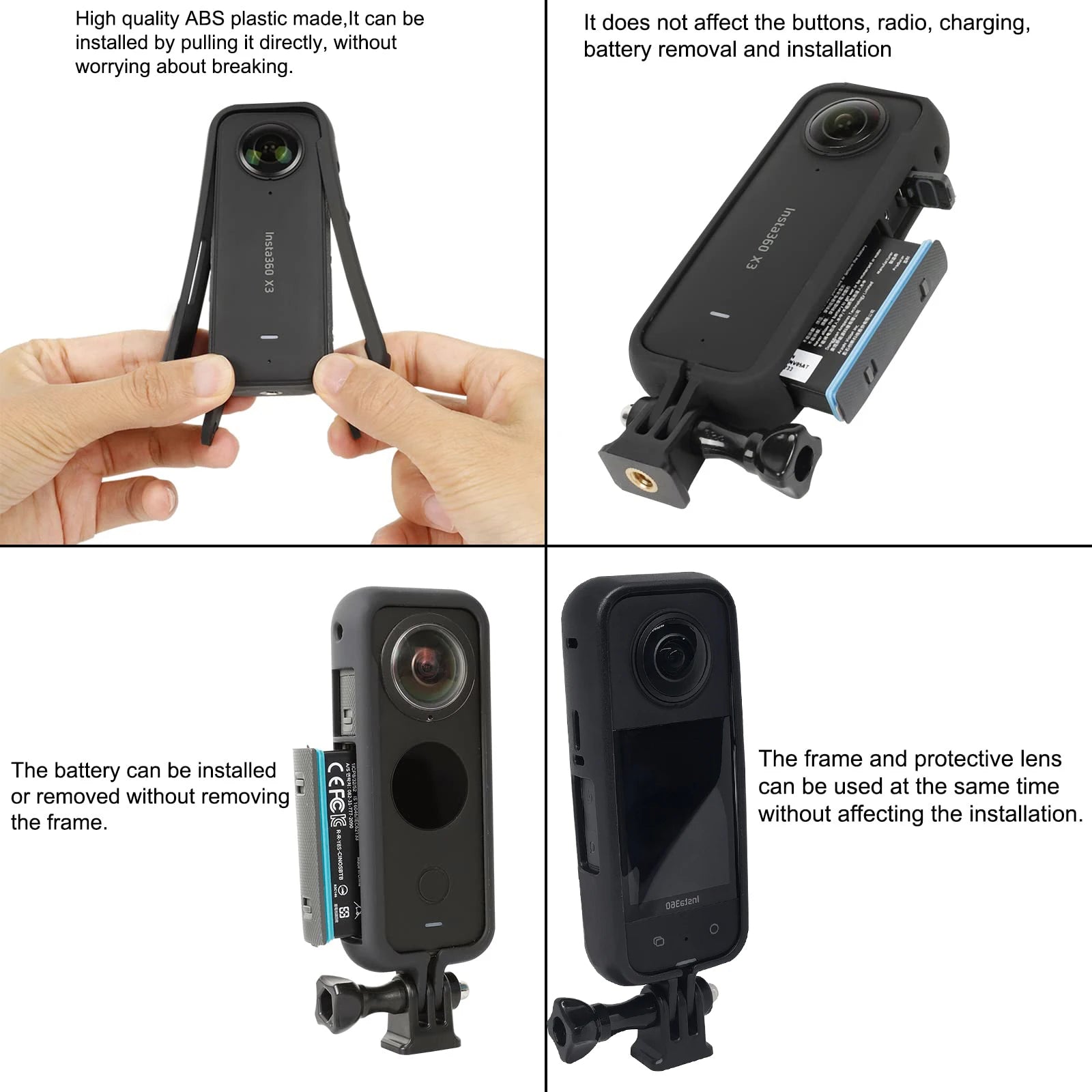 Protective Camera Housing Frame Case for Insta360 X3 - Anti-Fall Action Frame Camera Mount Accessories