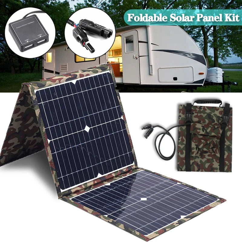 100-800W Foldable Solar Panel Kit - Complete Solar Power Station with MPPT Portable Generator Charger for Car, Boat, Caravan, Camping