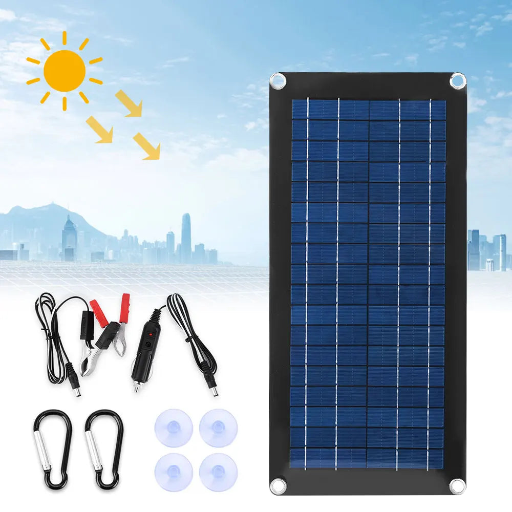 30W Flexible Solar Panel with Controller - Dual USB Port Solar Power System for Home Camping Outdoor