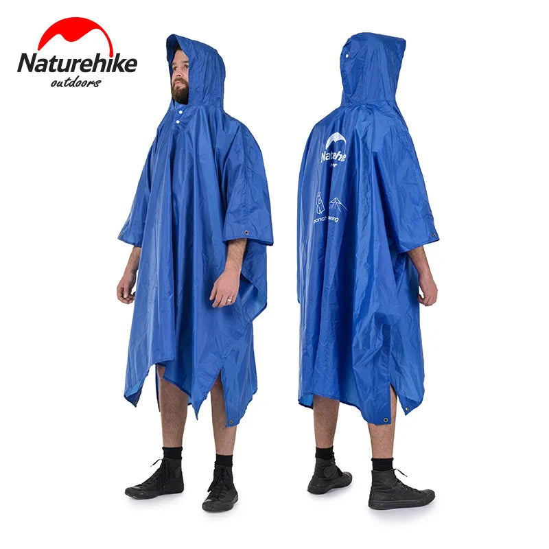 Outdoor Raincoat Windbreaker 3-in-1 Multifunction Camping & Hiking Waterproof Poncho Nylon Travel Awning Mat