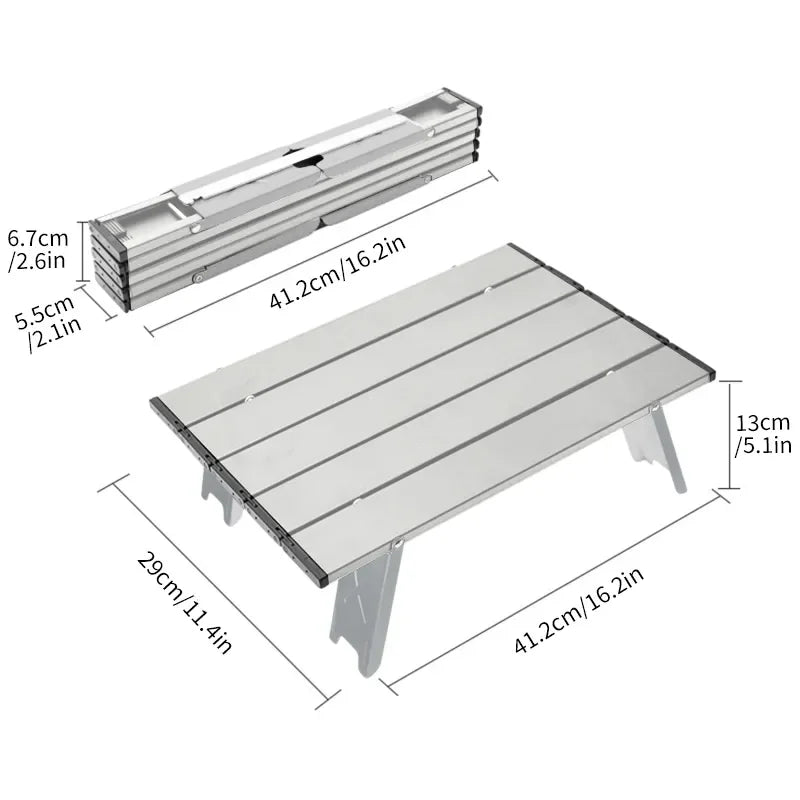 WEST TUNE Mini Ultralight Portable Aluminum Alloy Camping Table - Roll-Up Folding Table for Backpacking, Picnics, BBQ, and Outdoor Activities