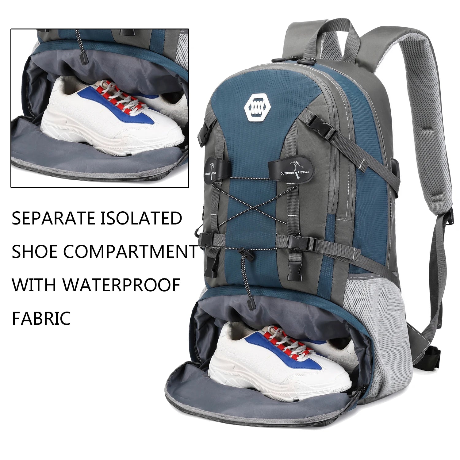 50L Waterproof Hiking Backpack with Shoe Compartment - Ideal for Men and Women