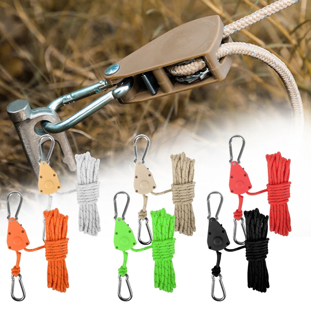 Tent Rope Hanger Pulley Hook - Adjustable Lanyard Hanging for Camping and Outdoor Activities