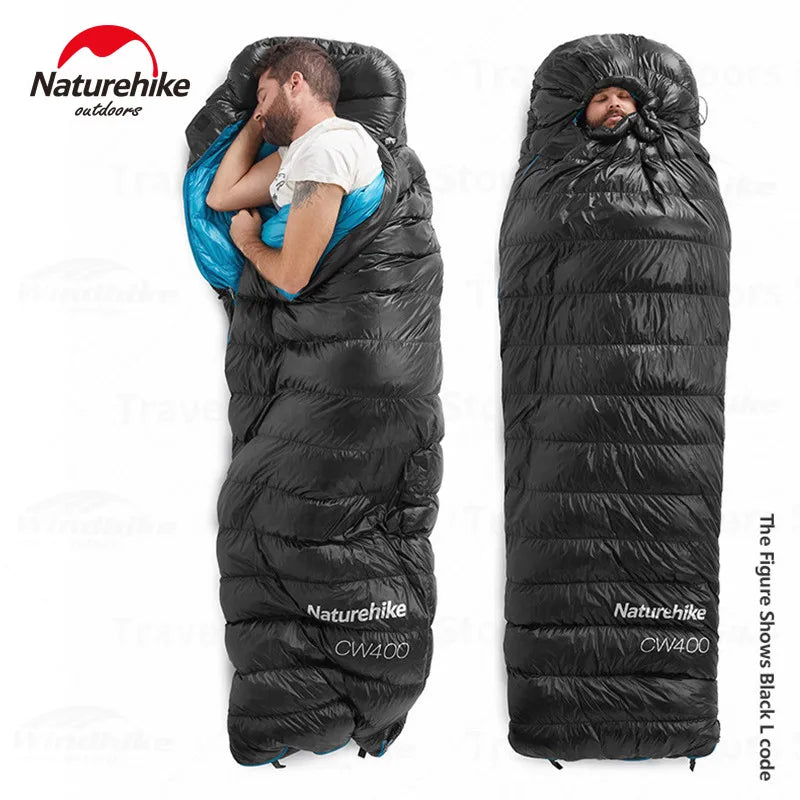 Winter 750FP Duck Down Hooded Sleeping Bag - Waterproof Ultralight Single for Camping