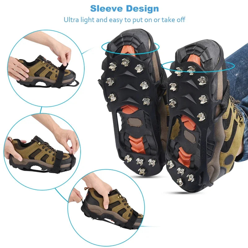 11 Teeth Crampons – Anti-Slip Ice Grippers for Hiking, Climbing, and Winter Shoes