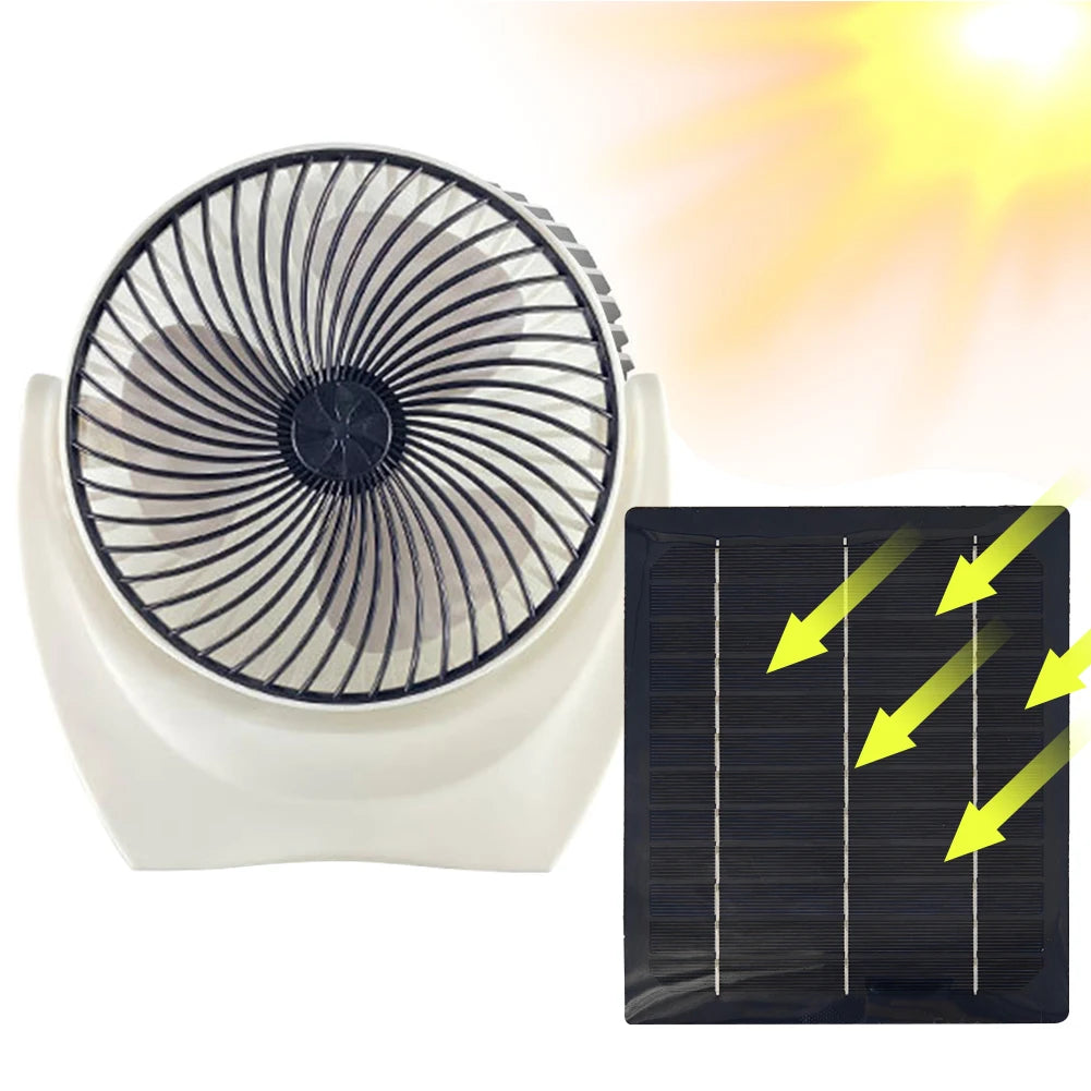 Solar Powered Camping Fan with USB - Portable Solar Panel Fan for Picnic, Barbecue, Fishing, Travel