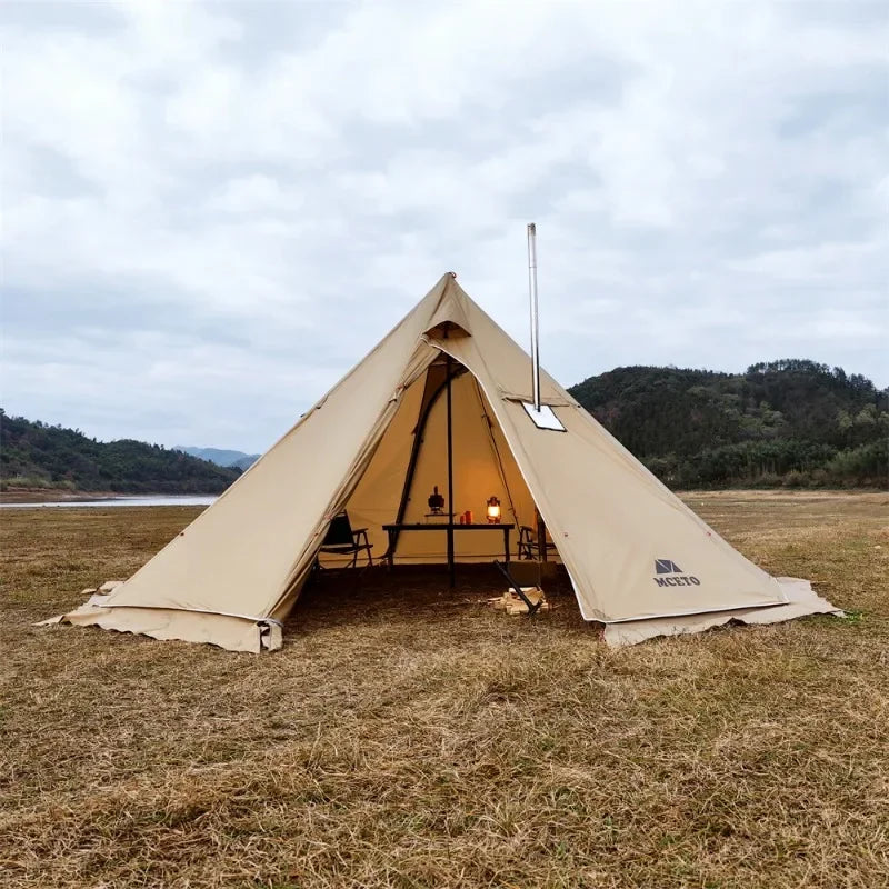 5M Oversized Pyramid Tent with Snow Skirt and Chimney Jacket