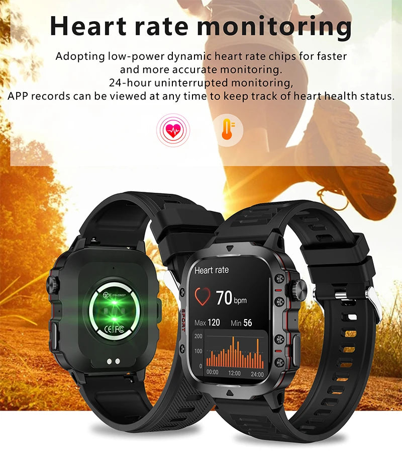 2024 New abay Military Smart Watch for Xiaomi - IP68 5ATM Outdoor Sports Fitness Tracker with BT Call