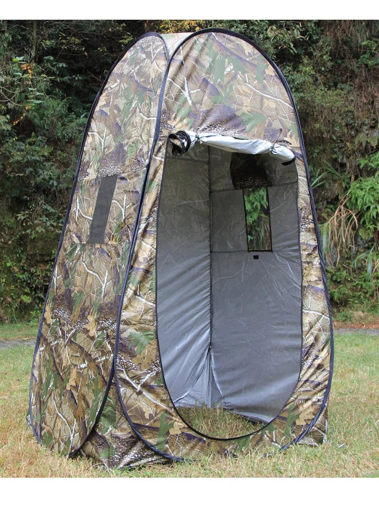 Single Person Portable Privacy Shower Toilet Camping Pop-Up Tent - Camouflage UV Function Outdoor Dressing Photography Watch Bird