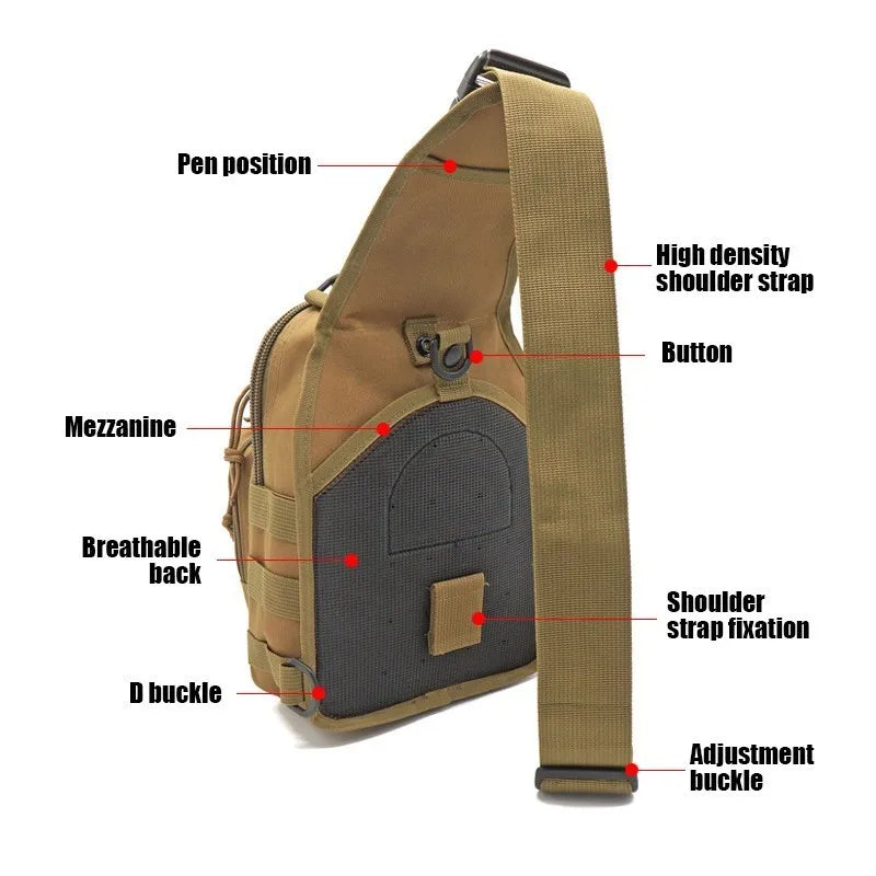 Tactical Shoulder Backpack - Waterproof Outdoor Sling Bag for Hiking and Camping