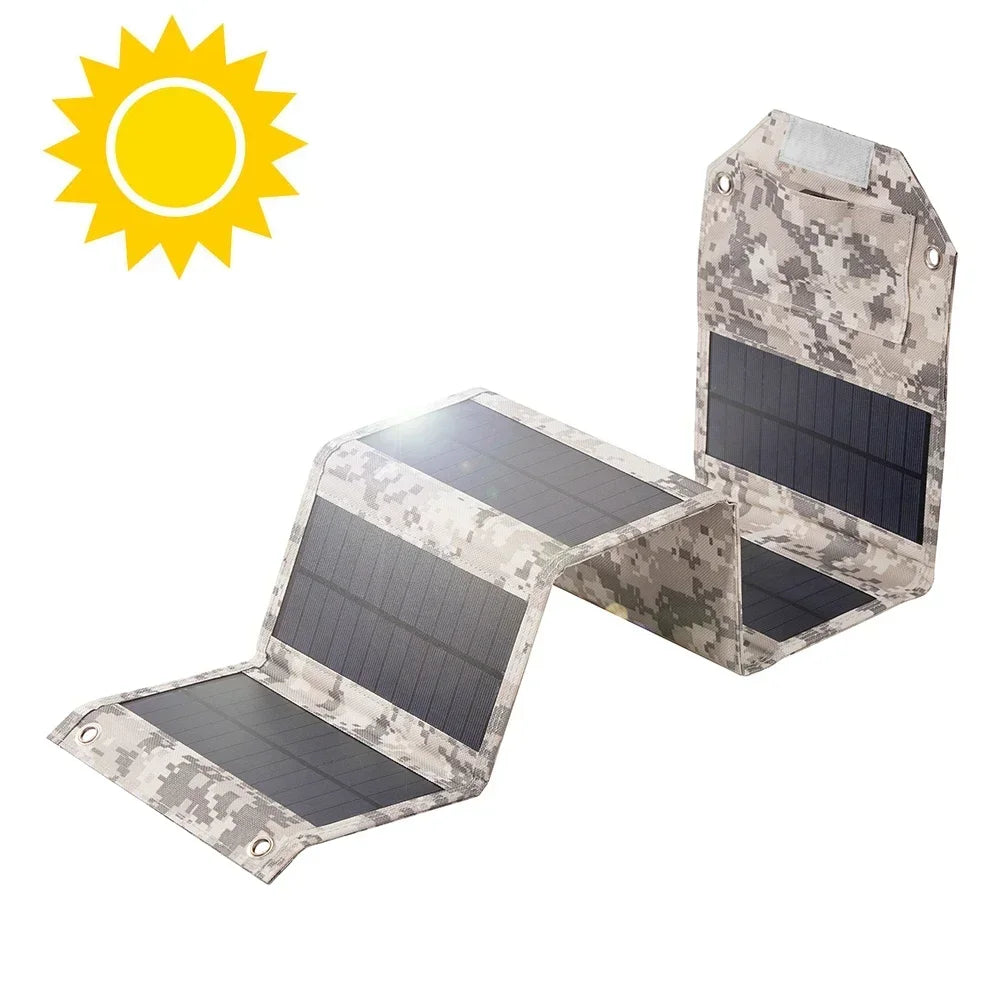 100W Foldable Solar Panel USB 5V Solar Charger - Portable Solar Cell for Outdoor Phone Power Bank, Camping, Hiking