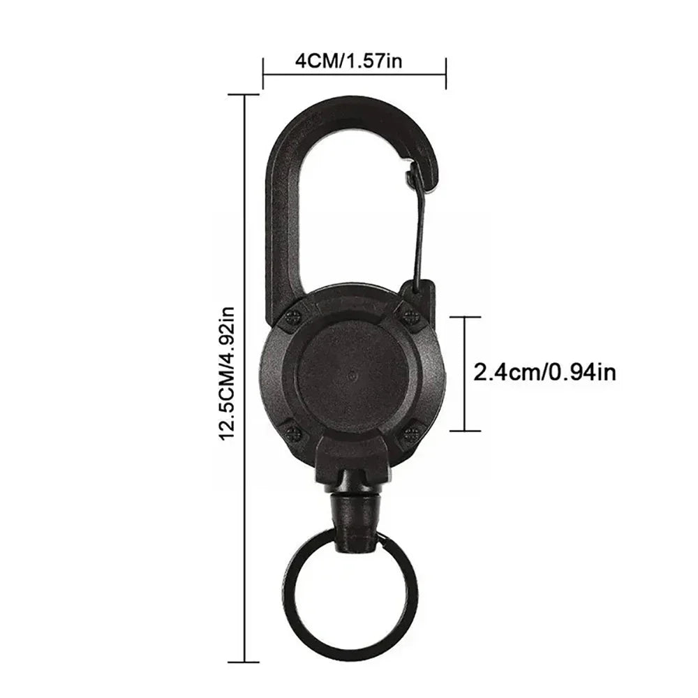 Outdoor Automatic Heavy Duty Retractable Wire Rope Keychain