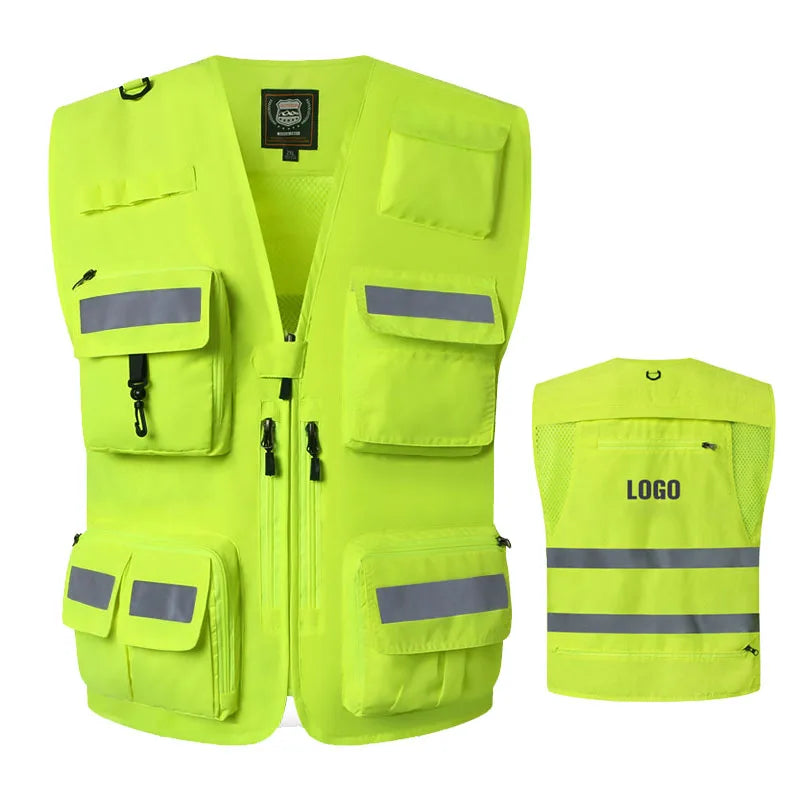 Reflective Vest Emergency Rescue - Multi-Pocket Communication Fire Safety Officer Work Clothes