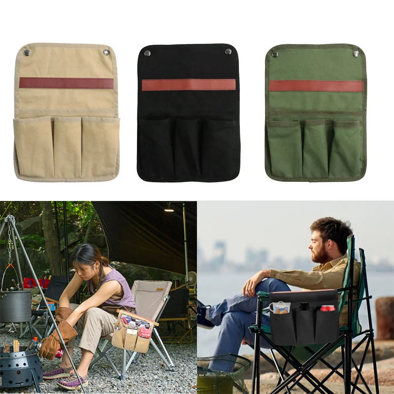 Outdoor Chair Side Pocket - Portable Armrest Hanging Bag for Camping, BBQ, Gardening, Fishing - Wear-Resistant Storage Bag