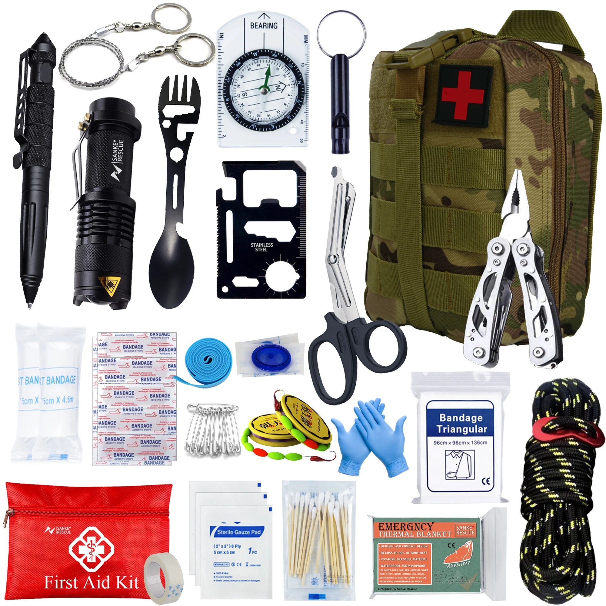 Tactical First Aid Kit - Essential Military Survival Gear for Camping, Self-Defense, and Emergency Medical Care