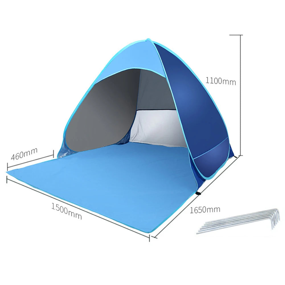 Quick Automatic Beach Tent - UPF50+ Outdoor Sun Shelter, Portable Beach Canopy for Camping and Fishing