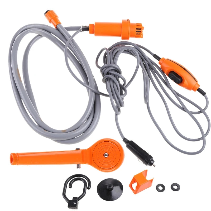 12V Portable Camping Shower Pump Kit - Outdoor Shower for Car Washing, Plant Watering, and Travel