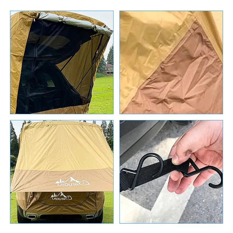 Car Travel Tent BBQ Camping Trunk Extension Tent - Suitable for SUV with Width 1.9-2.M SUV Triple Door Tailgate Hatchback Tent