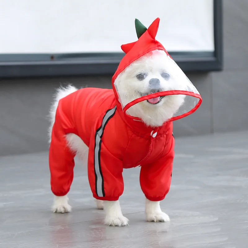 Pet Dog Raincoat - Fashion Dinosaur & Frog Style Waterproof Jumpsuit for Dogs