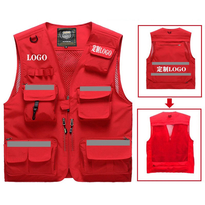 Safety Vest with Multi-Pockets - Reflective, Custom Printing Logo, Sizes S-7XL for Emergency Management and Rescue