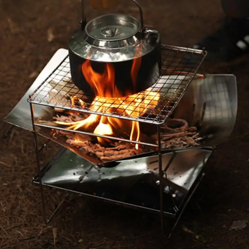 Stainless Steel Camping Wood Stove with Ignition Device for Outdoor Activities