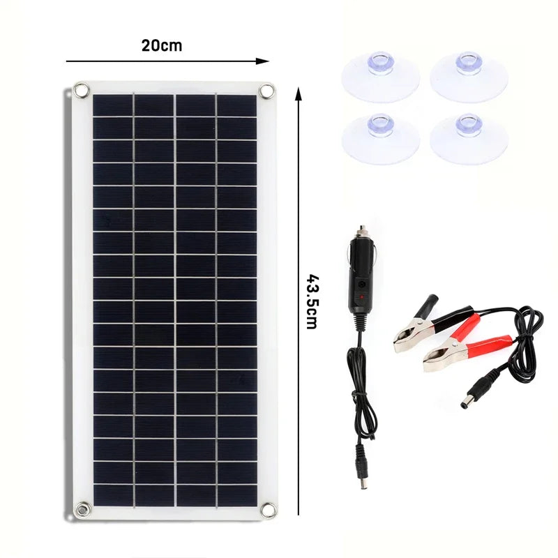 50W Solar Panel 12V USB Power Portable Outdoor Solar Cell Car Ship Camping Hiking Travel Phone Charger