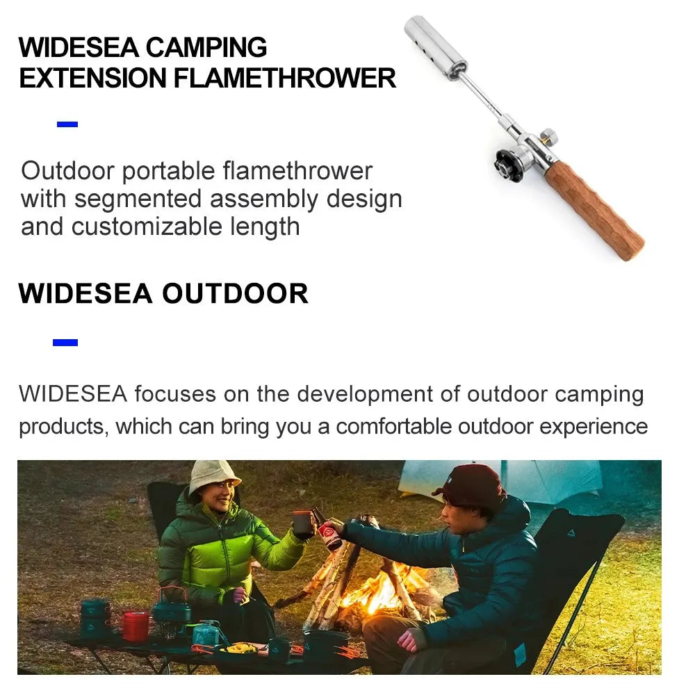 Long Flame Igniter - Portable Outdoor Burner with Wooden Handle for Picnic BBQ and Stove Toolkit