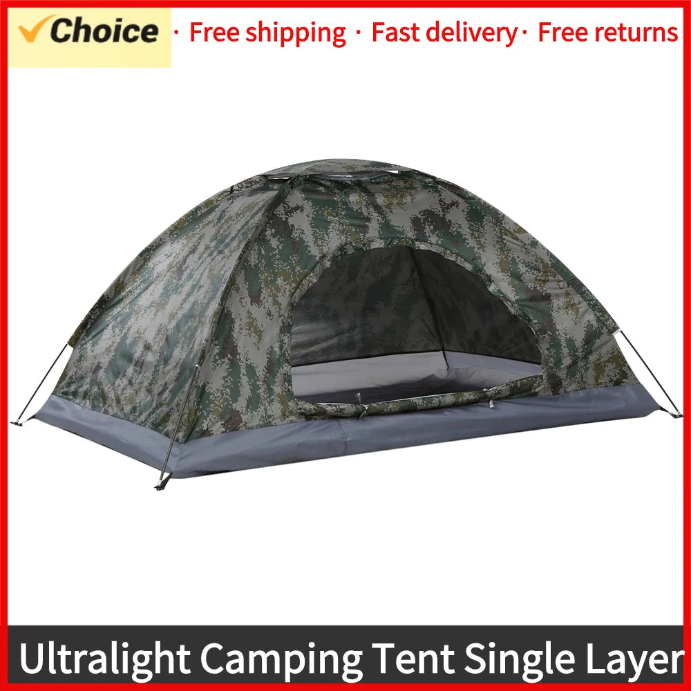 Ultralight Camping Tent - Single Layer Portable Tent with Anti-UV Coating UPF 30+ for Outdoor Beach Fishing