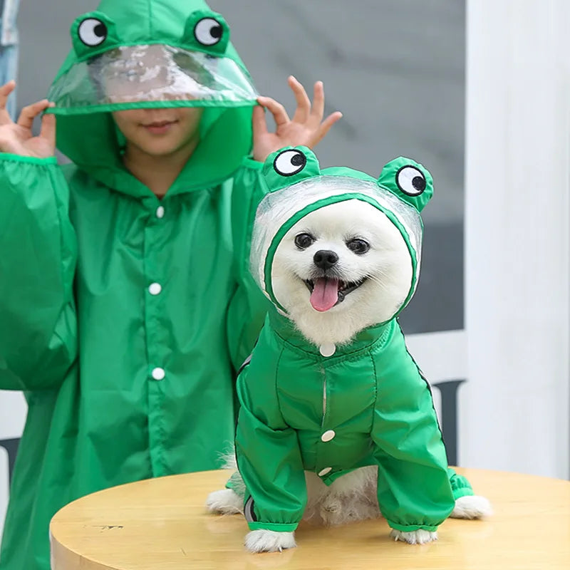 Pet Dog Raincoat - Fashion Dinosaur & Frog Style Waterproof Jumpsuit for Dogs