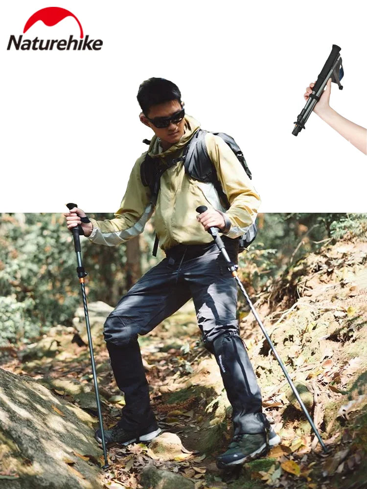 5-Section Carbon Fiber Collapsible Telescopic Trekking Poles - Lightweight Walking Hiking Stick