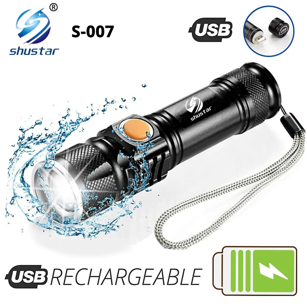 USB Rechargeable LED Flashlight - Powerful and Waterproof Torch for Outdoor Activities