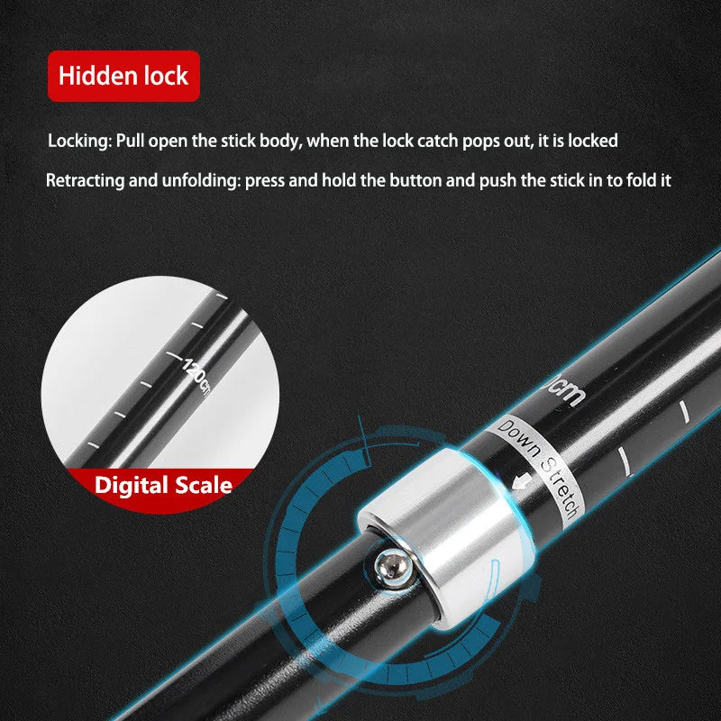 Enhance Your Strides with Adjustable 5-Section Trekking Poles - Outdoor Camping Ultralight Portable Foldable Walking Hiking Stick