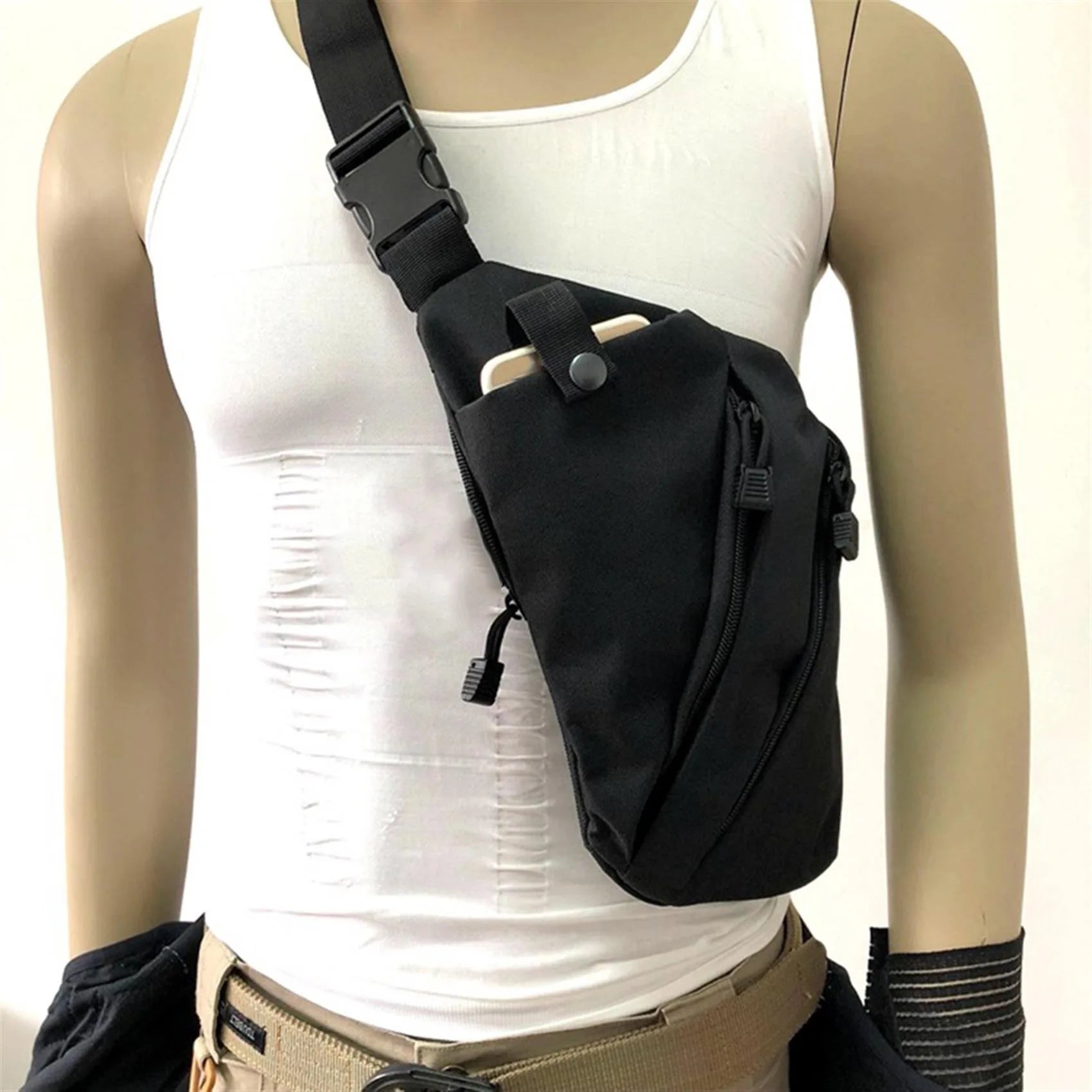 Military Tactical Shoulder Bag - Nylon Chest Sling Backpack for Outdoor Activities