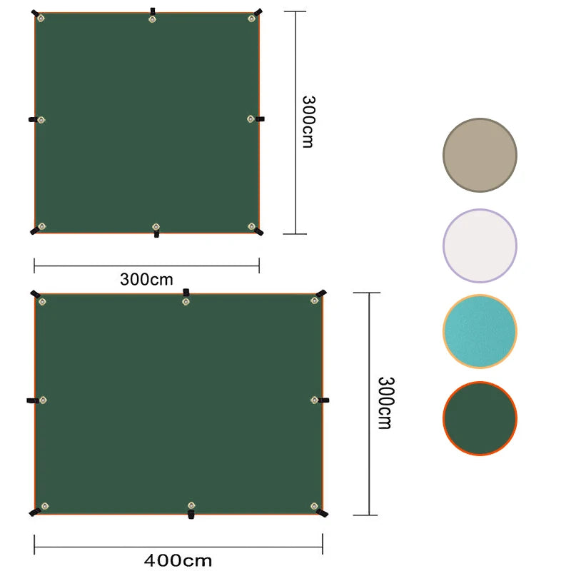 3x4m Car Side Awning: Waterproof Canopy Shade and Sun Shelter with Pole, Rope, Peg, and Suction Cup Anchor