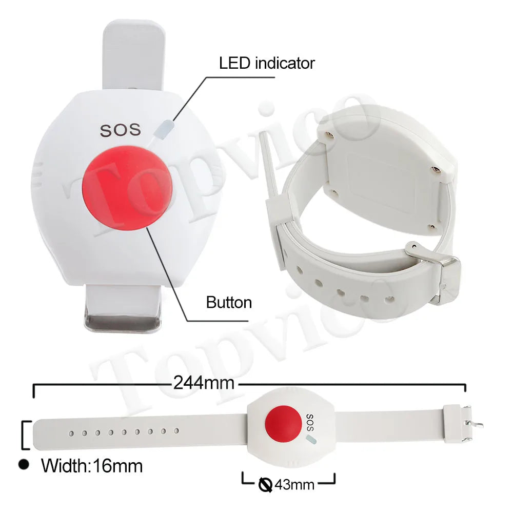 1 / 2pcs RF 433MHz Panic Button SOS Emergency Wristband for Elderly - Home Security Alarm System