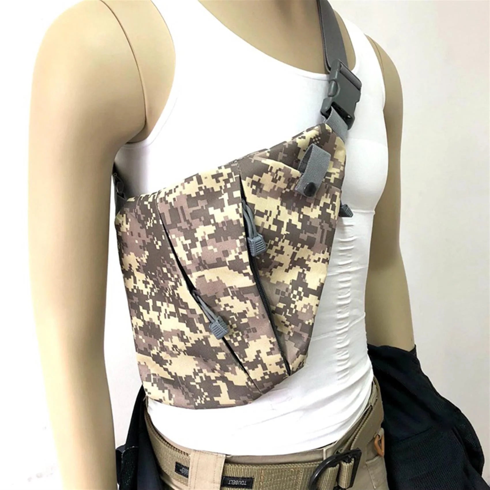 Military Tactical Shoulder Bag - Nylon Chest Sling Backpack for Outdoor Activities