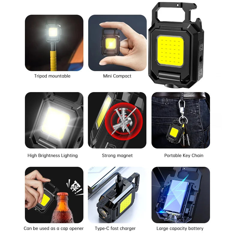 Portable Work Light and Camping Light - Double-Sided Waterproof LED Flashlight for Outdoor Fishing and Hiking