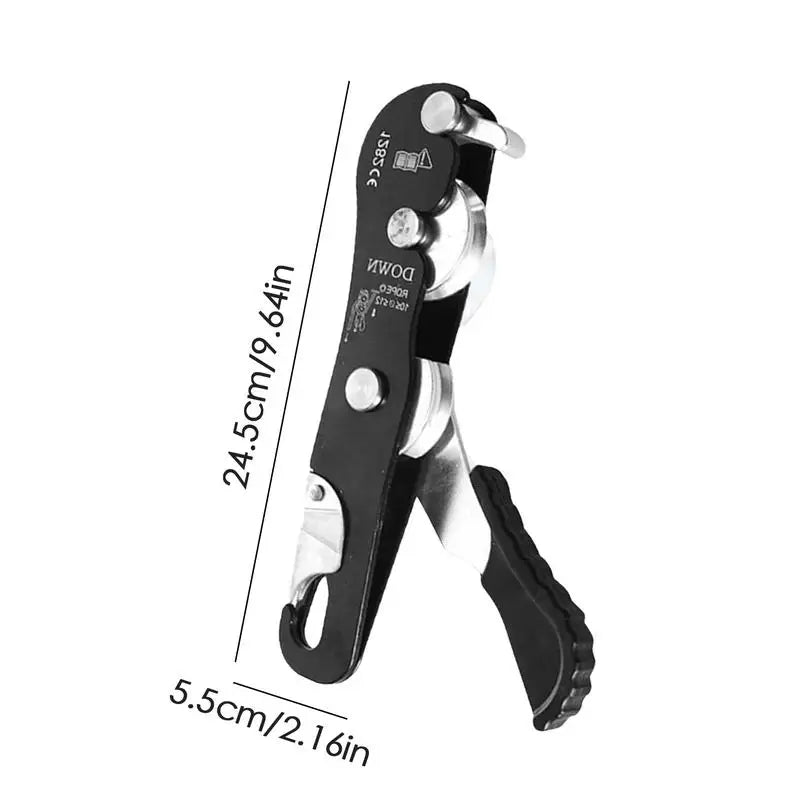 Climbing Stop Descender with Hand Control - Self-Locking Anti-Panic Belay Device for Rope Rescue and Rappelling