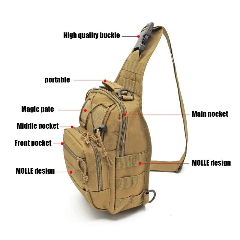 Tactical Shoulder Backpack - Waterproof Outdoor Sling Bag for Hiking and Camping