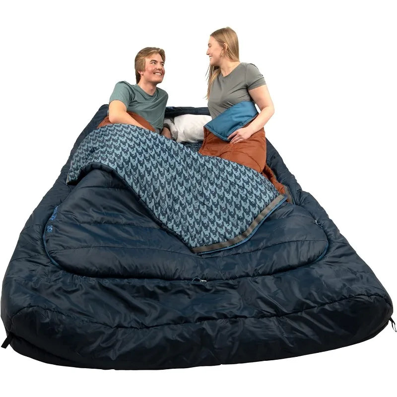 Comfort Double wide 20 Degree Sleeping Bag - Two-Person Synthetic Sleeping Bag for Couples & Family Camping