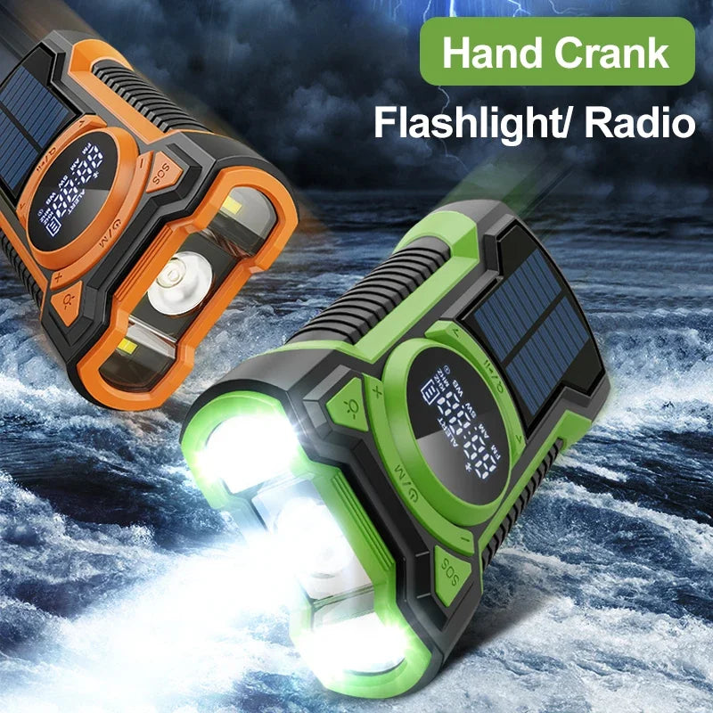 8000mAh Hand Crank Solar Power Radio - Portable AM/FM/NOAA Weather Radio with LED Flashlight and Bluetooth 5.0 Speaker