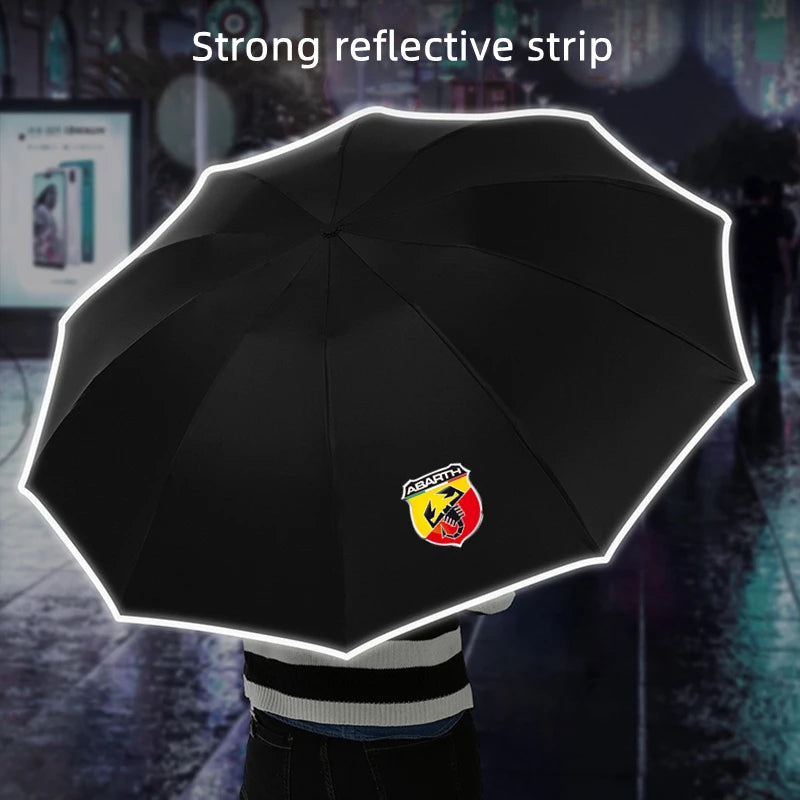 Fully Automatic UV Umbrella with LED Flashlight and Reflective Stripe - Large Reverse Umbrella