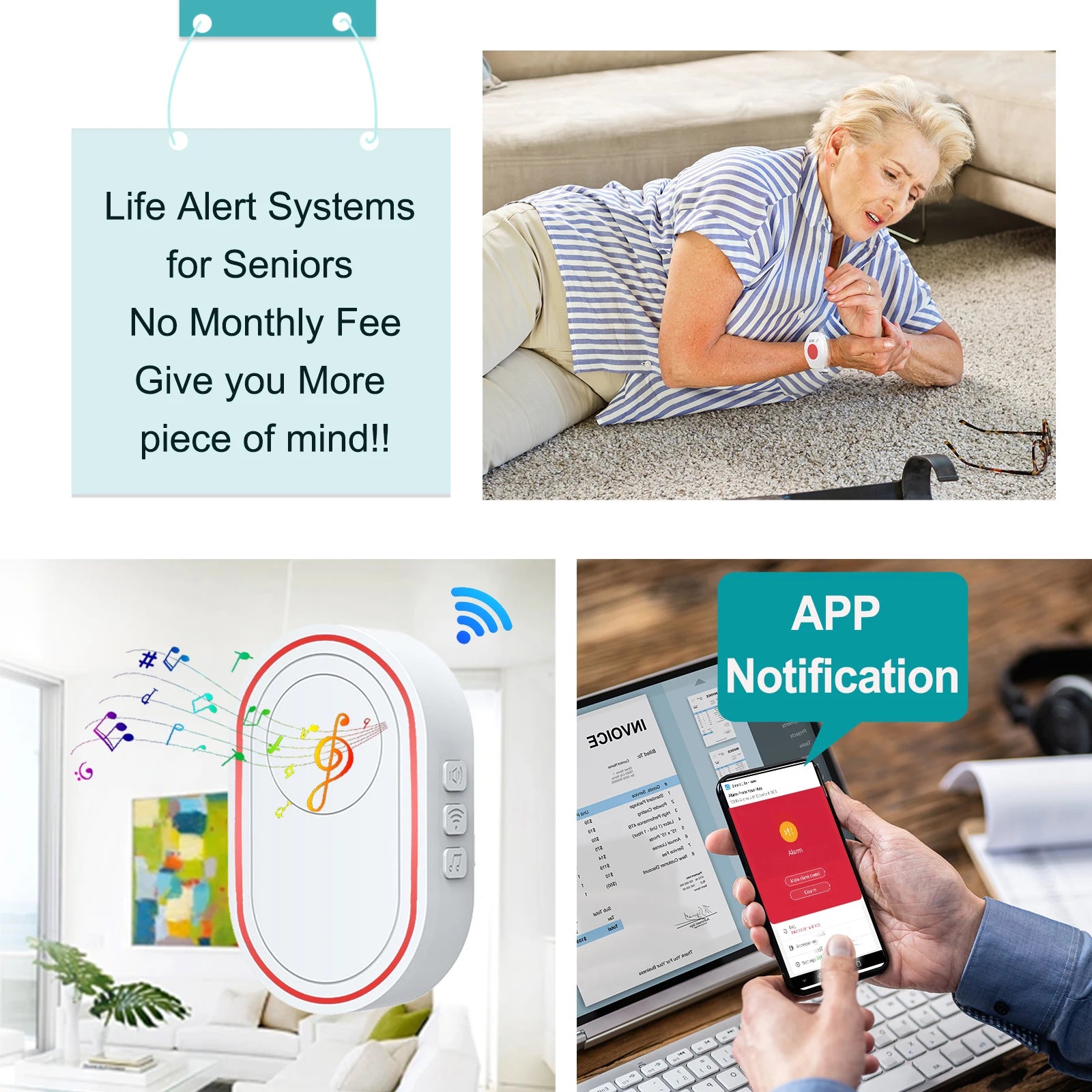 WiFi Panic Button for Elderly - Tuya Smart SOS Alarm with Wireless Call Caregiver Pager for Senior Care