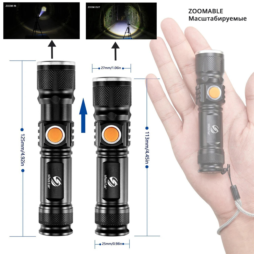 USB Rechargeable LED Flashlight - Powerful and Waterproof Torch for Outdoor Activities