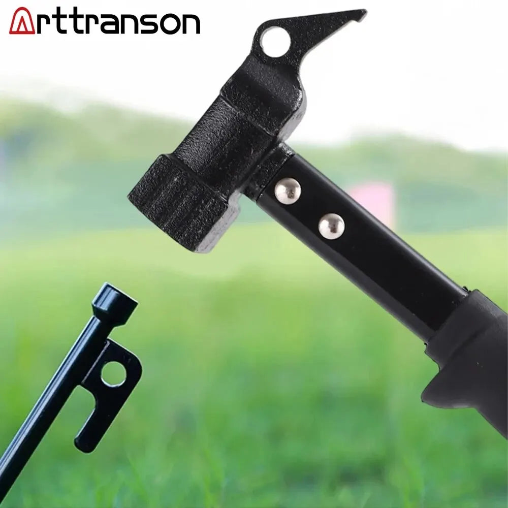 Cast Iron Camping Tent Nail Hammer with Nail Extractor - Safety Hammer for Outdoor Use