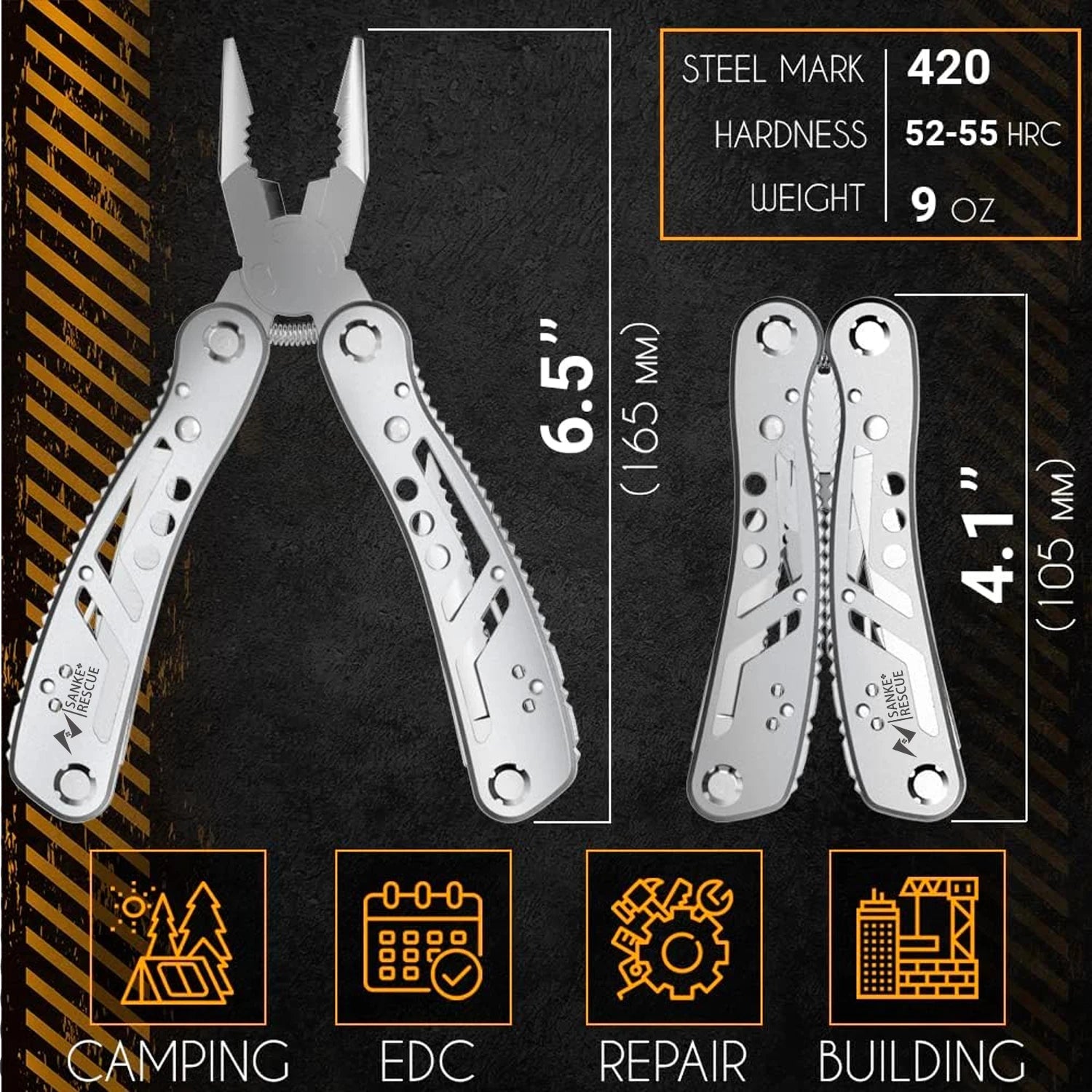 Portable Pocket Multitool - Essential Stainless Steel Gear for Outdoor Survival