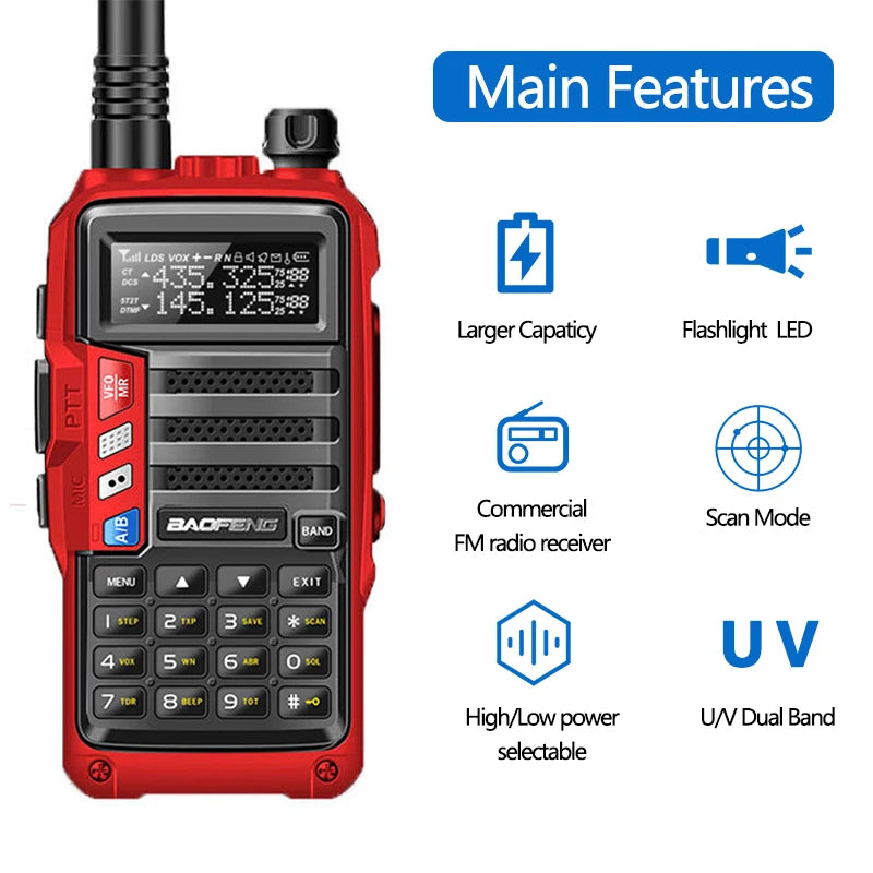 15W UV-5R Plus UHF/VHF Tri-Power Walkie Talkie