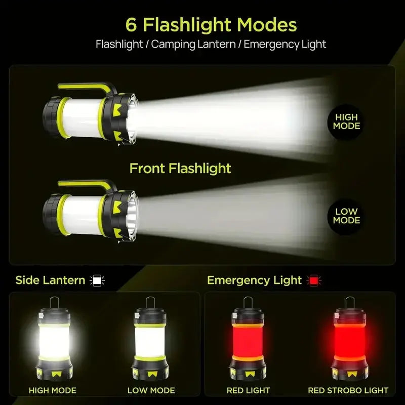 Powerful Rechargeable LED Lantern - Waterproof Portable Camping Flashlight Torch